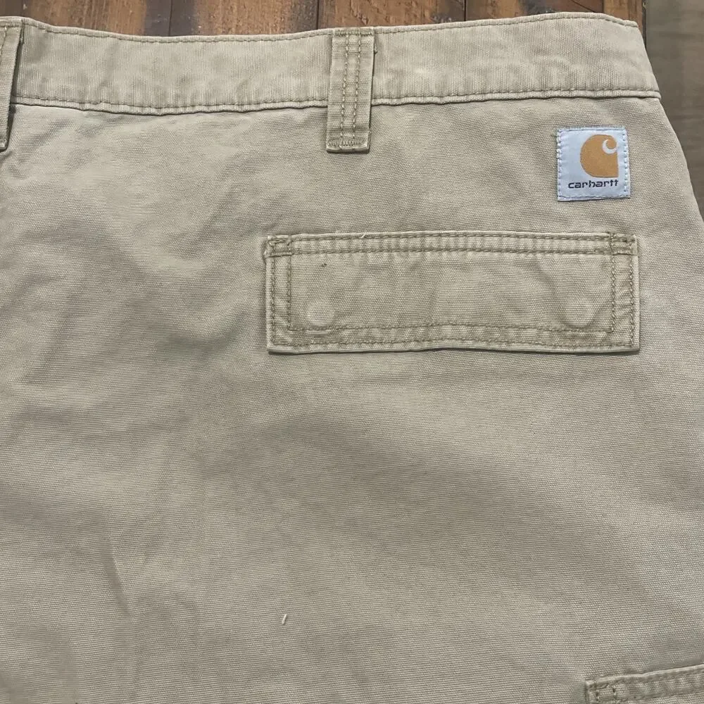 CARHARTT Cargo Shorts Relaxed Rugged Khaki Tan Big‎ Sz 46 100% Cotton NWT Hiking